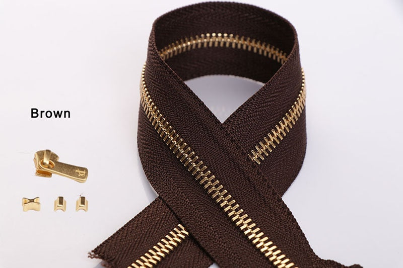 High Quality 2set*25cm YKK Zipper with Excella Zipper Puller Leathercraft #3/#5 Metal Zipper Copper Teeth DIY Bag Purse Hardware