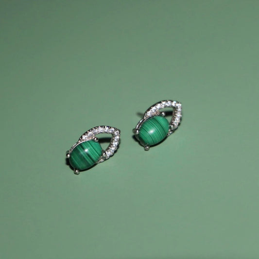 KDG DIY Jewelry Making Kit Semi S925 Sterling Silver Natural Malachite Chinese style Alocasia lily earrings For Women