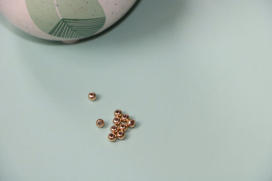 KDG DIY Jewelry 10PCS Gold Filled Silicone beads 3mm with 1mm hole 3.0mm Bead (0.5mm ID Silicone) For Necklace Bracelet Earrings Adjustable removable gold bead with ring positioning