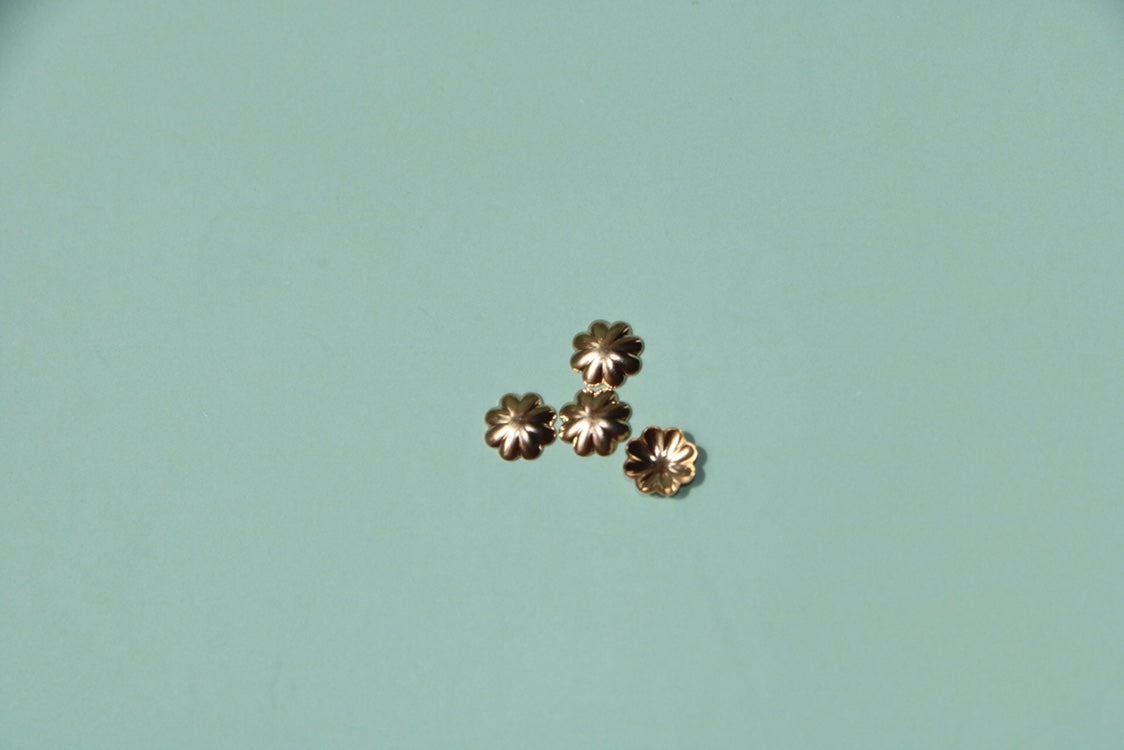 KDG DIY Jewelry 10PCS Gold Filled Flow Bead Cap Pendant Earring receptacle 6mm Without Hole