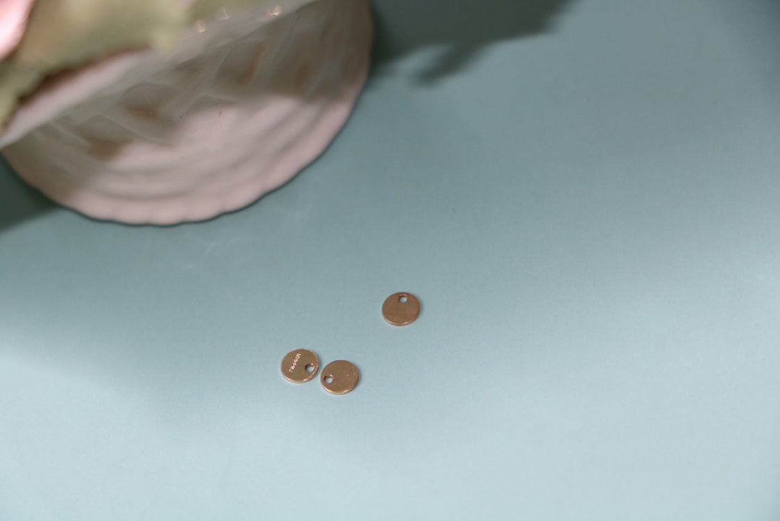 KDG DIY Jewelry Gold Filled 5pcs Round Chain tail piece 4.0mm Round Disc 0.9mm Hole (0.30mm Thick)