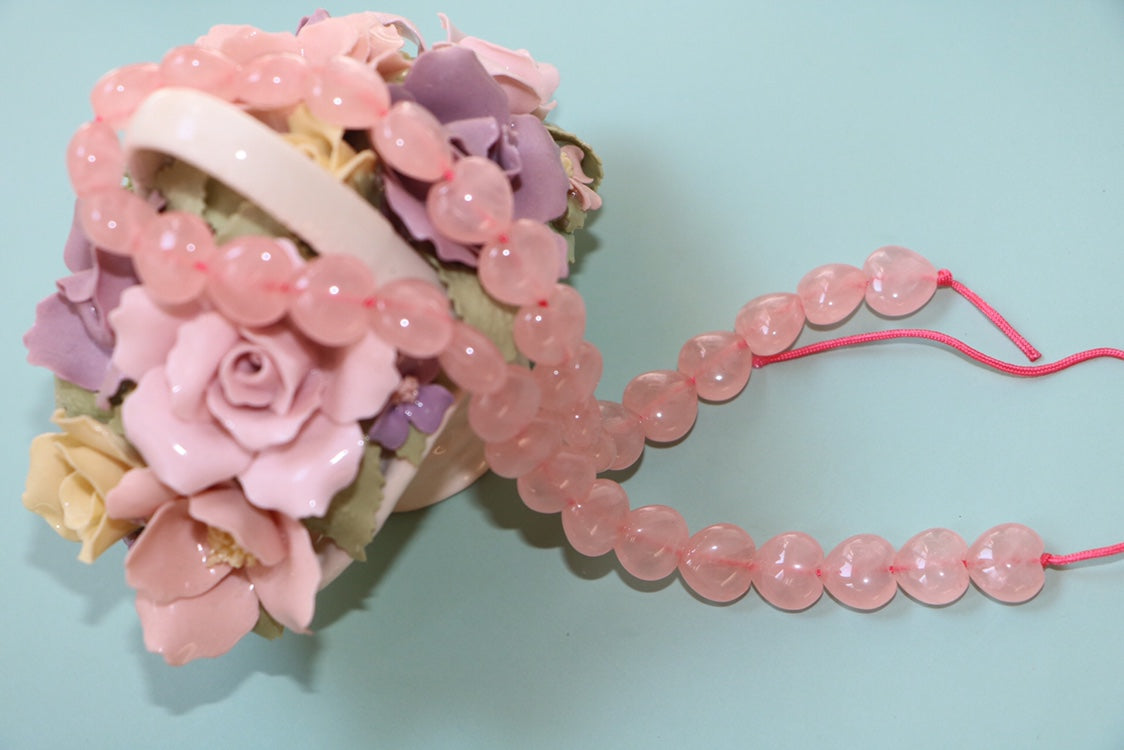 KDG DIY Jewelry Heart-Shaped Pink crystal Rose Quartz 12mm Gems Beads Gold Filled Matching Stone For Women Necklace Earrings Bracelet