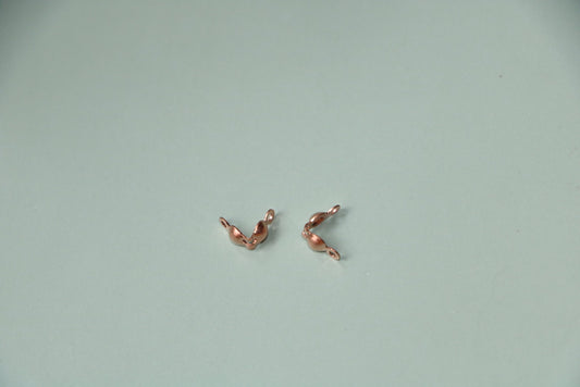 KDG DIY Jewelry 10PCS Gold Filled Rose Gold Clamshell Bead Tip Closing buckle For Necklace Bracelet Clamshell Bead Tip w/2 Rings (.036" Hole)